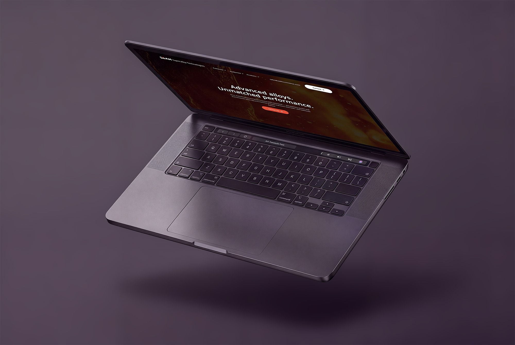 Laptop displaying the SEAH Superalloy Technologies website homepage